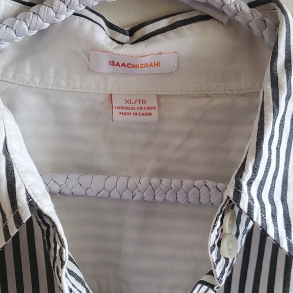 Isaac Mizrahi Stripe 3/4 Sleeve Shirt XL - Picture 3 of 3